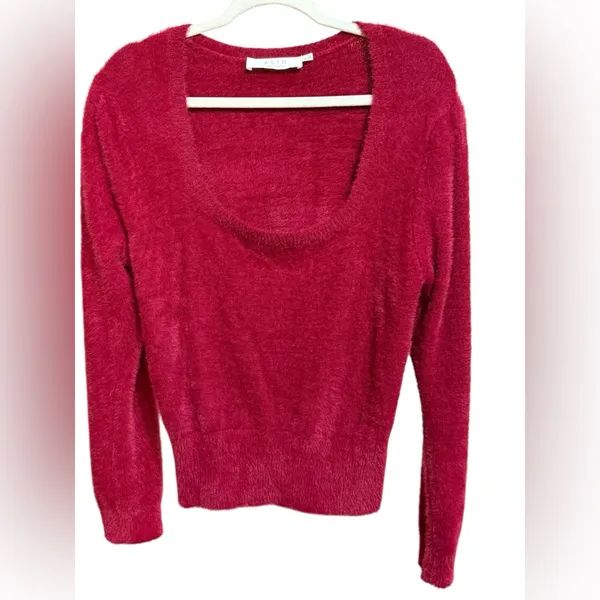 ASTR Wine Red Fuzzy Crop Sweater Women's Sz‎ XL Minimalist Soft Girl Era - Image 5