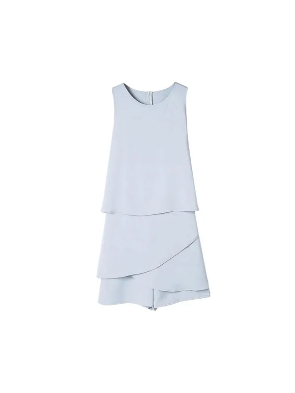 Dokotoo Womens XL Blue Layered Romper Sleeveless Flowy Resort Summer - Image 10