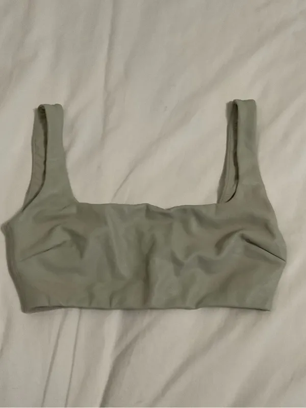 SKIMS Faux Leather Collection Size Small Neutral Beige Stone Top Bra - Image 4