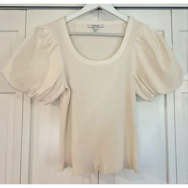 Derek Lam10 Crosby Willa white poplin puff sleeve top M - Image 4