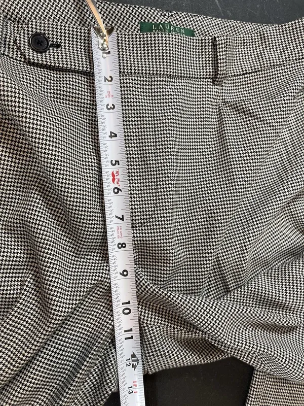 Lauren Ralph Lauren Black White Houndstooth Pants Size 12 Office Academia READ - Image 14