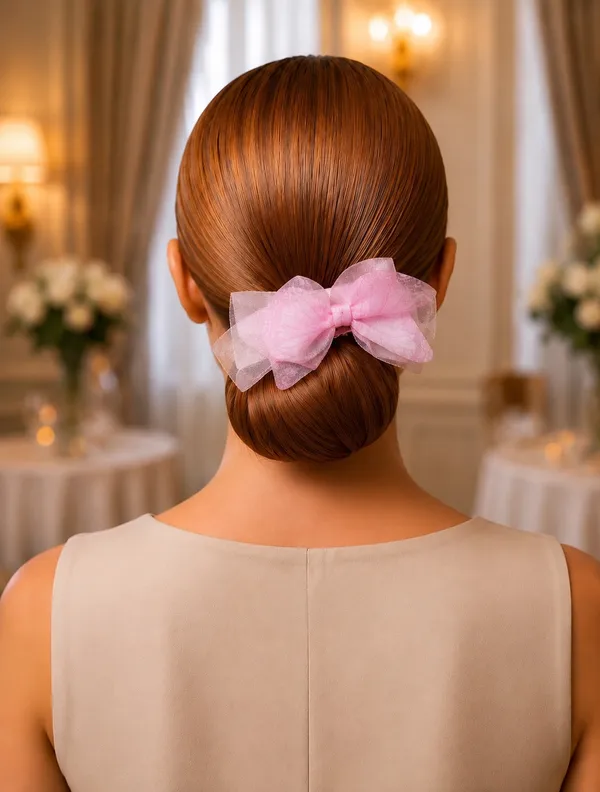 Pink Butterfly Organza Hair Bow Clip - Image 2