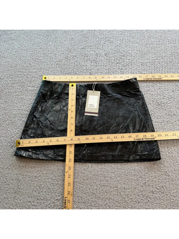 Zara Trafaluc Black Crinkle Patent Faux Leather Micro Mini Skirt M NWT - Image 4