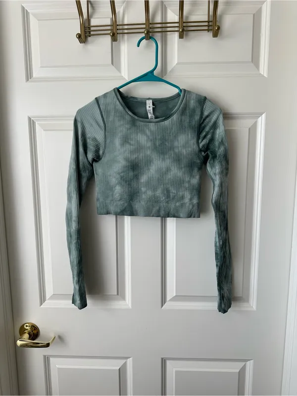 Lululemon Ebb to Street Long Sleeve Shirt Marble Dye Tidewater Teal Size 6 - Image 9