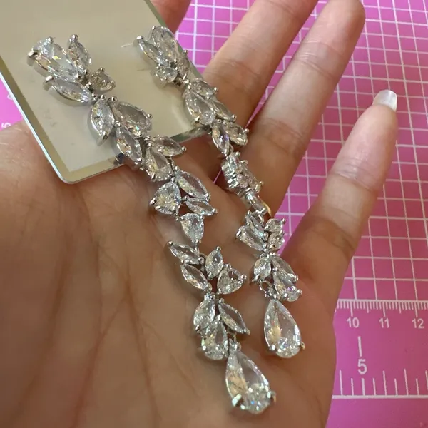 Aldo occasion earrings ZIRCONE CUBIQUE crystal tassel silver tone drops - Image 2