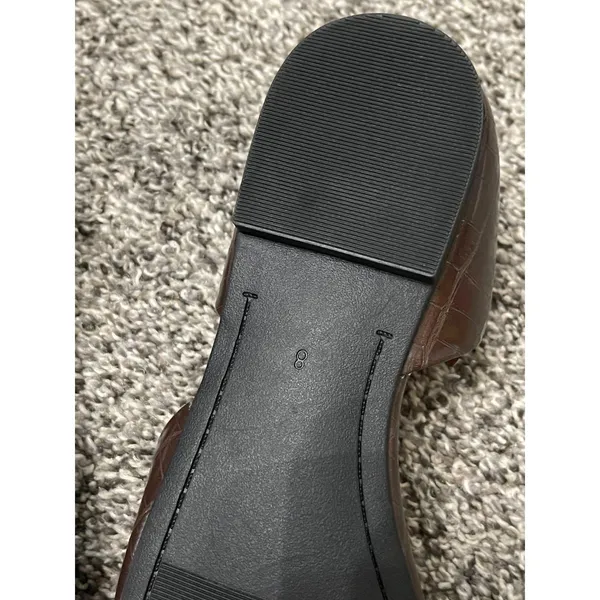 Old Navy Deep Brown Croc-Embossed Square-Toe d'Orsay Flats 8 - Image 4