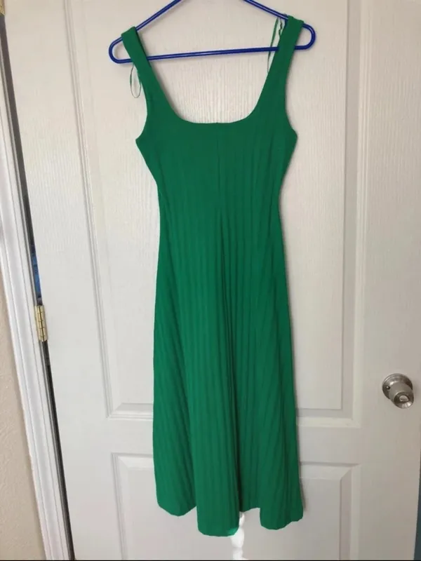 Zara Emerald Ribbed Tank Midi Dress - Image 2