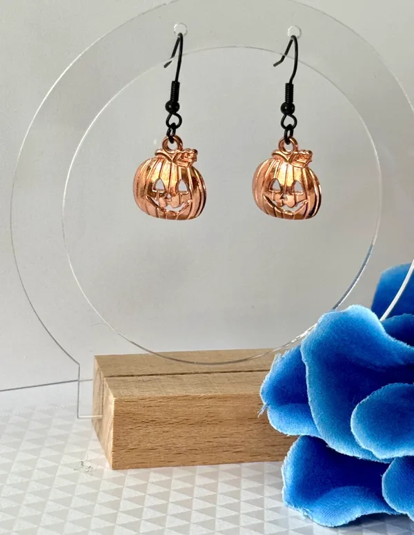 Halloween Pumpkin Earrings (410) 🎃 Gold - Image 2