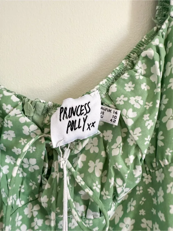Princess Polly Green and white Floral Romper Size 10 NWT - Image 4