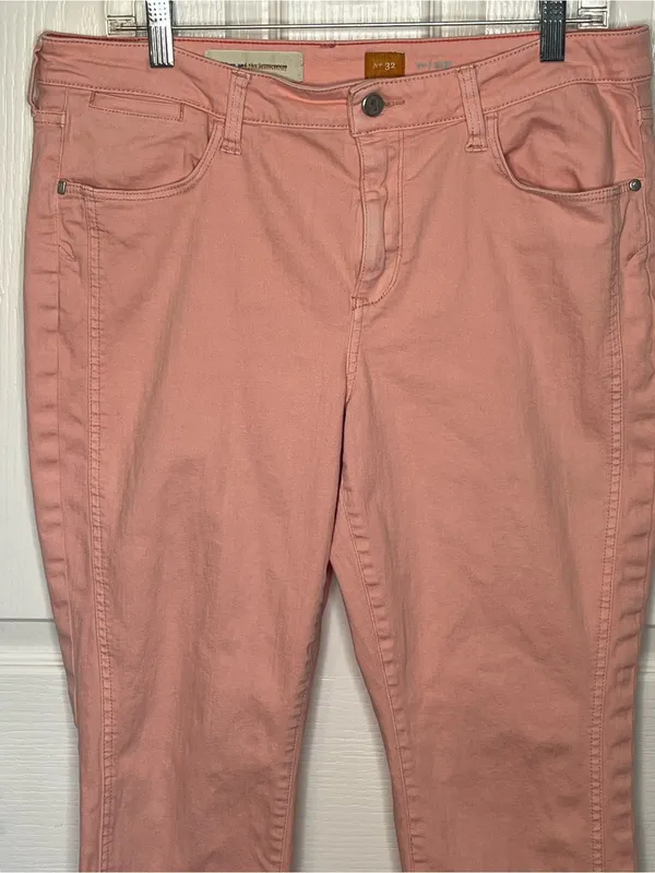Anthropologie Pilcro Stet Sz 32 Peach Pink Cropped Ankle Jeans - Image 2