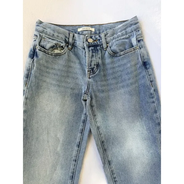 PacSun Womens Light Wash Low-Rise Straight Jeans With Button Fly Size 23 - Image 16