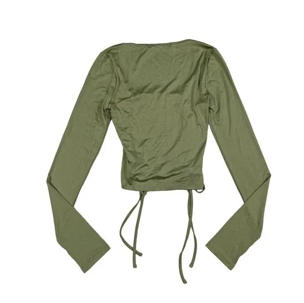 Finesse - Morgan Green Long Sleeve Cut out Top in Sage Green - Image 3