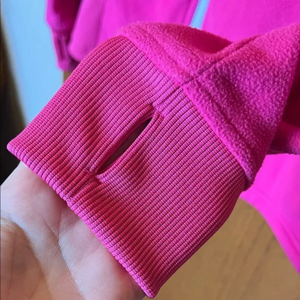 FOOTJOY Fleece Jacket‎ Women Medium Hot Pink Asymmetrical Zip Thumbholes Golf - Image 5