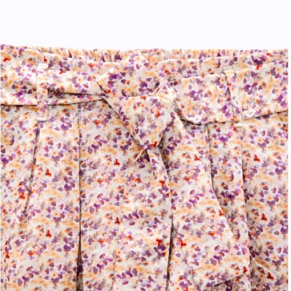 ZARA Printed High Waisted Paper Bag Shorts - Image 6