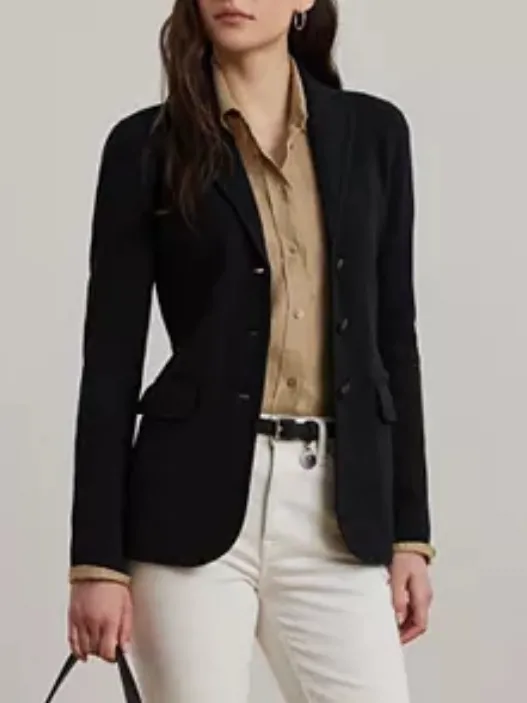 Lauren Ralph Lauren Black Cotton Sweater-Knit Blazer‎ size S - Image 4
