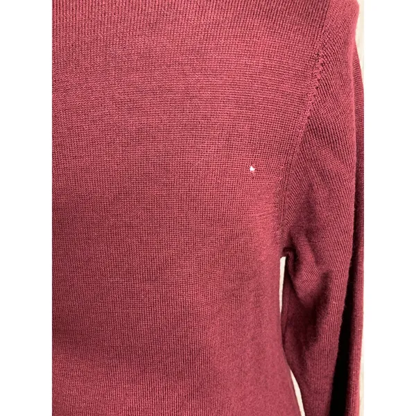 Eileen Fisher Sweater Dress Womens Medium Burgundy Scoop Neck Long Sleeve Knee - Image 6