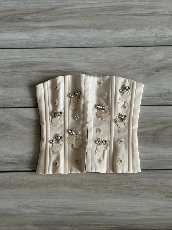 Guizio Embellished Twill Corset Ivory XXS NWT IN PACKAGE - Image 5