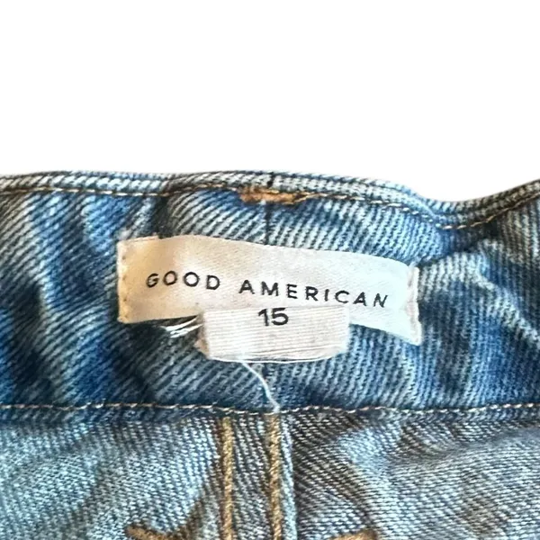 Good American Good Mom Light Wash Jeans Straight Leg Cotton Size 15 Women's - Image 14