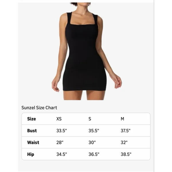 NEW Sunzel Square Neck Dress Ribbed Sleeveless Tank Mini Dress S - Image 3