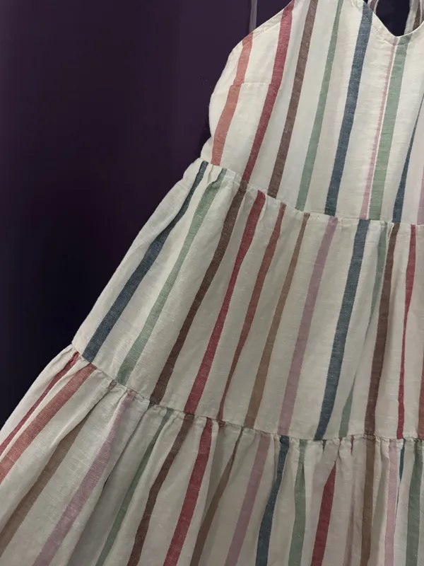 American Eagle Striped Halter Dress Linen - Image 4