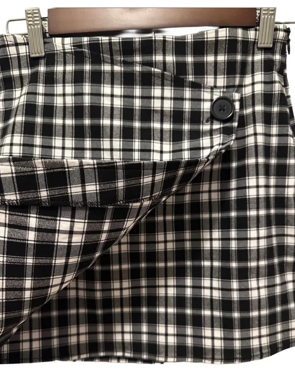 Garage Black and White Plaid Wrap Mini Skirt Size XS - Image 2