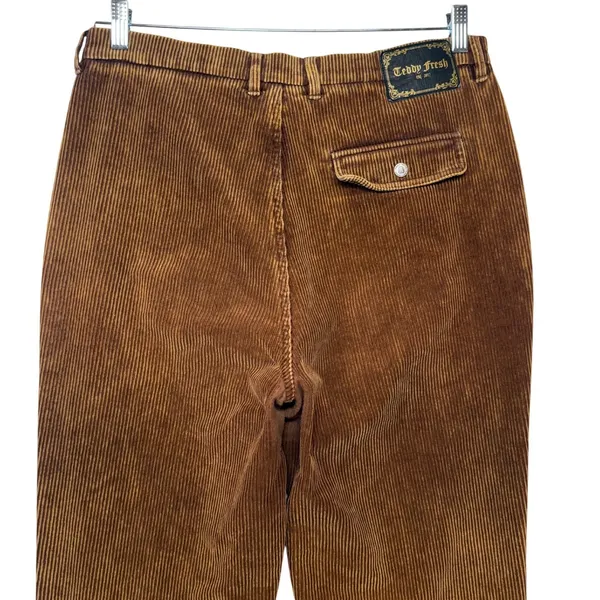 Teddy Fresh‎ Brown Pleated Corduroy Pants Straight Leg 100% Cotton 31 - Image 10
