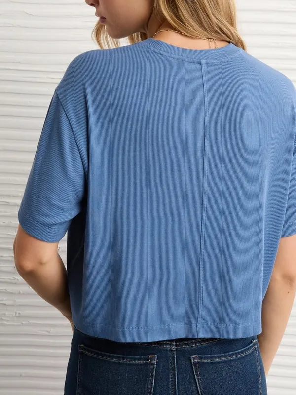 American Eagle Soft & Sexy Blue Oversized T-Shirt in Large - Image 8