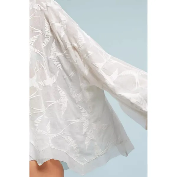 Anthropologie LILKA Shorebird Embroidered Bird Swim Cover-Up Jacket Medium Large - Image 4