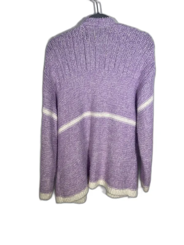 Abercrombie & Fitch Womens Purple White Stripe Cardigan Sweater Large - Image 5