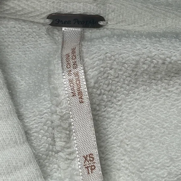 Free People White Hooded‎ Balloon Sleeve Sweatshirt Hoodie Oversized XS Pockets - Image 6