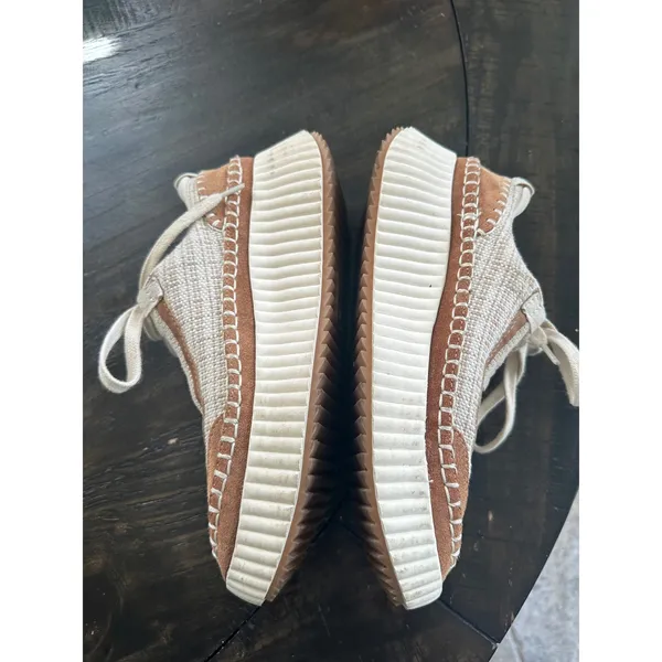Dolce Vita Dolen Cream Tan Suede Knit Platform Sneakers Women Shoes GUC size 8.5 - Image 3