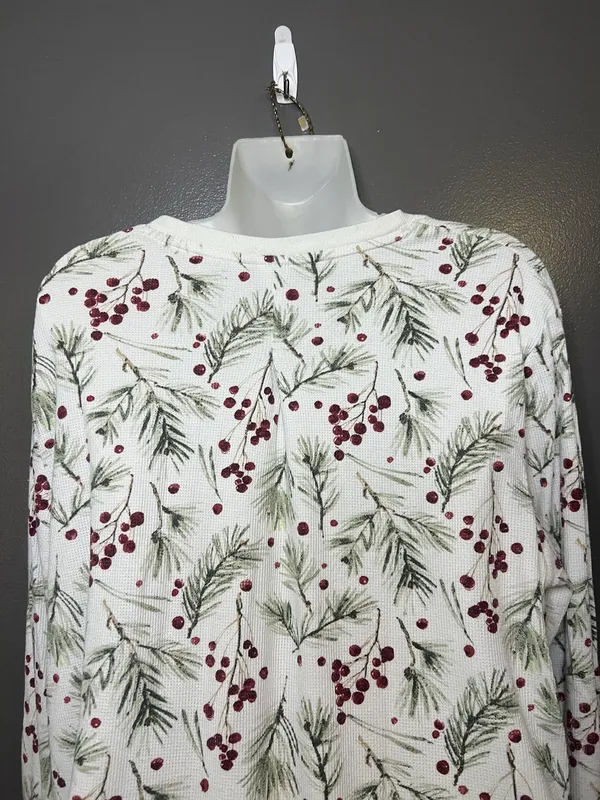 Stars Above Pajama Set Womens XXL White Berry Christmas Thermal Top Pants Lounge - Image 6