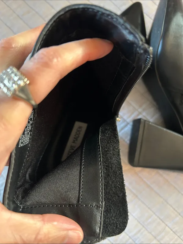 Steve Madden NIX black leather pointed toe retro block heel ankle boots 8.5 - Image 8