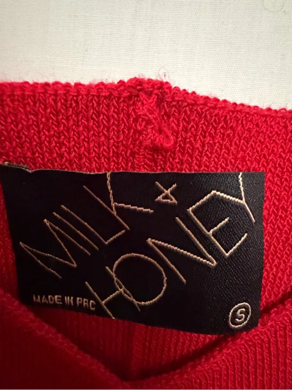 Milk & Honey Womens Red Knit Peplum Tank Top Gold Button Front Size S(A901) - Image 6