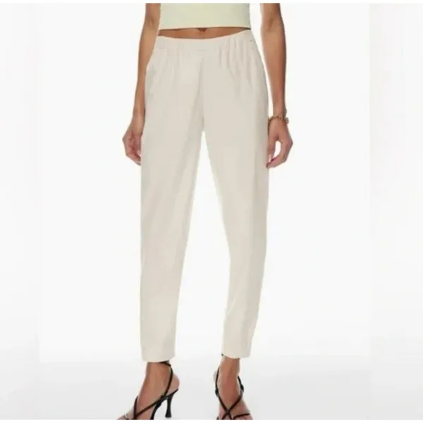 Babaton Dexter Linen‎ Blend Trouser Ankle Pants Small Ivory Quiet Luxury Neutral - Image 3