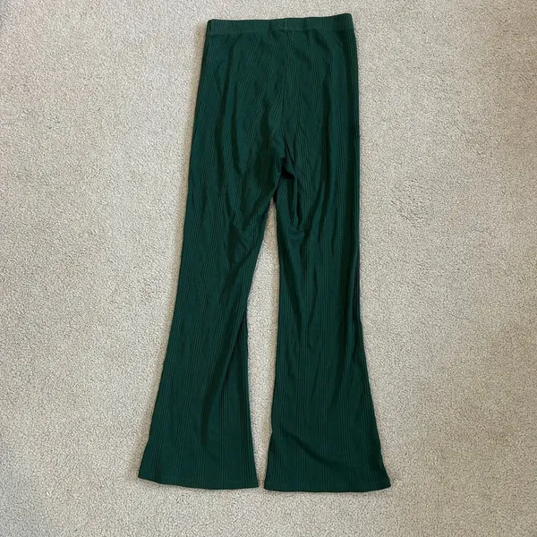 Aerie Flare Ribbed Green Leggings Sports Yoga Workout Exercise Size XS - Image 3