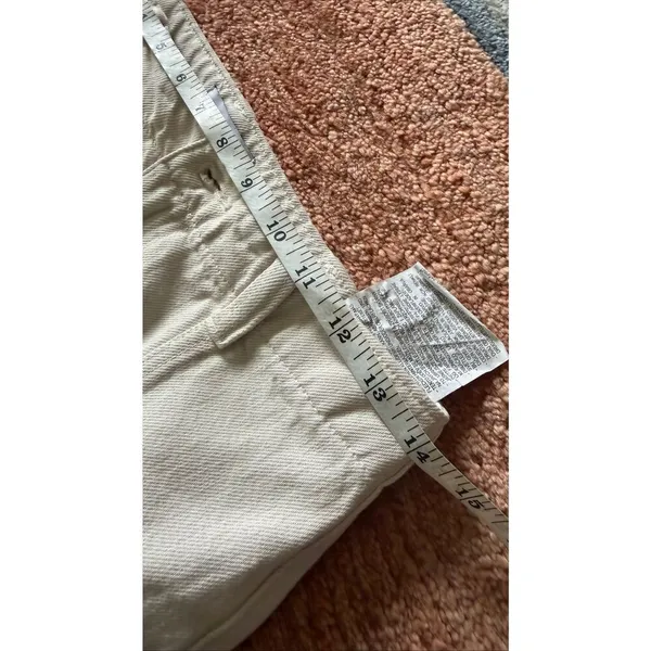 ZARA High Waisted Denim Midi Skirt Cream Slit Size XS - Image 7