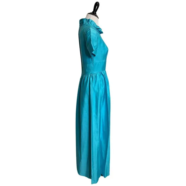 Vintage 1960s Cerulean Blue Emma Domb Gown Romantic Regency Inspired Size 7 - Image 6