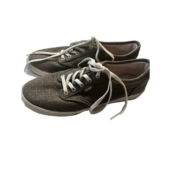 Vans Low Top Sneakers Gray with White Polka‎ Dots Casual Shoes - Image 2