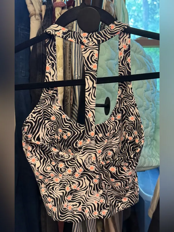 NWOT Free People FP Movement Never Better Printed Halter Crop - Daisy Black - XS - Image 8