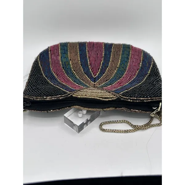 VIntage 1980s La Regale Beaded Art Deco Flapper Geometric Purse - Image 6