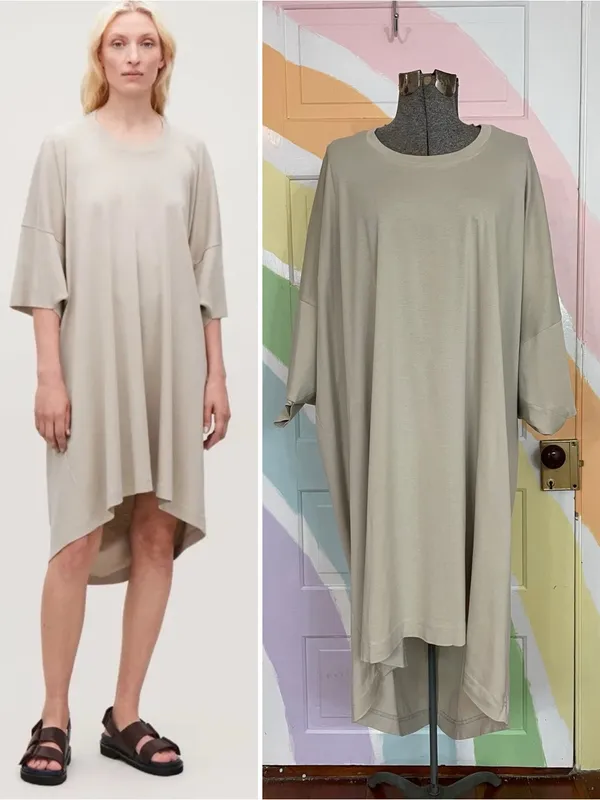 COS Oversized Cotton Jersey T-Shirt Dress Asymmetric Drape Minimalist Sz L 🧡🎀 - Image 2