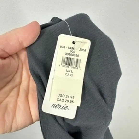 Aerie Feelin‎ Beachy Graphic Crop Top Grey Mineral Wash Cotton Tee Large Casual - Image 5