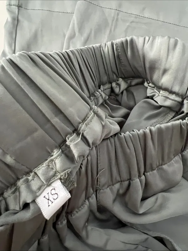 Daily Drills Silky Pull On Resort Wide Leg Satin Lounge Pants in Lagoon Green XS - Image 8