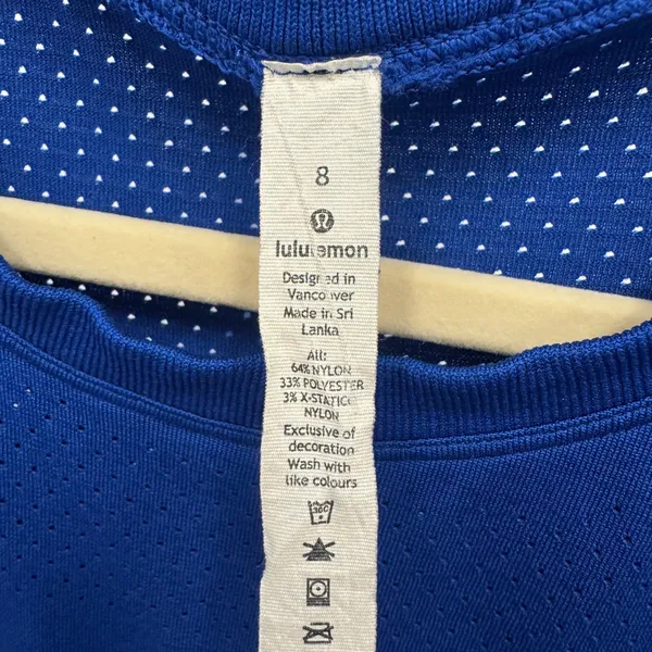 Lululemon Train to Be Cropped Tank Code Blue Perforated Logo Boxy Fit Sz 8 - Image 6