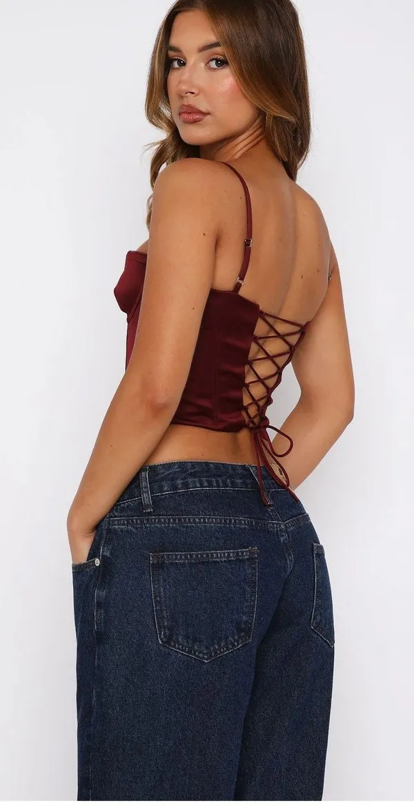 Whitefox My Love For You Wine Bustier Top - Image 3