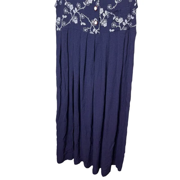 JUST IN THYME LTD Vintage‎ Maxi Dress Sleeveless Floral Embroidered Purple - Image 3