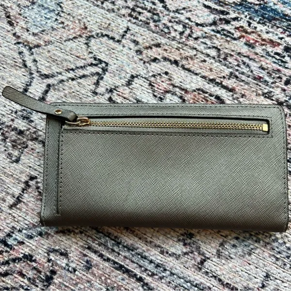 Kate Spade Newberry Lane Stacy Bifold Wallet Silver Gray Leather - Image 6