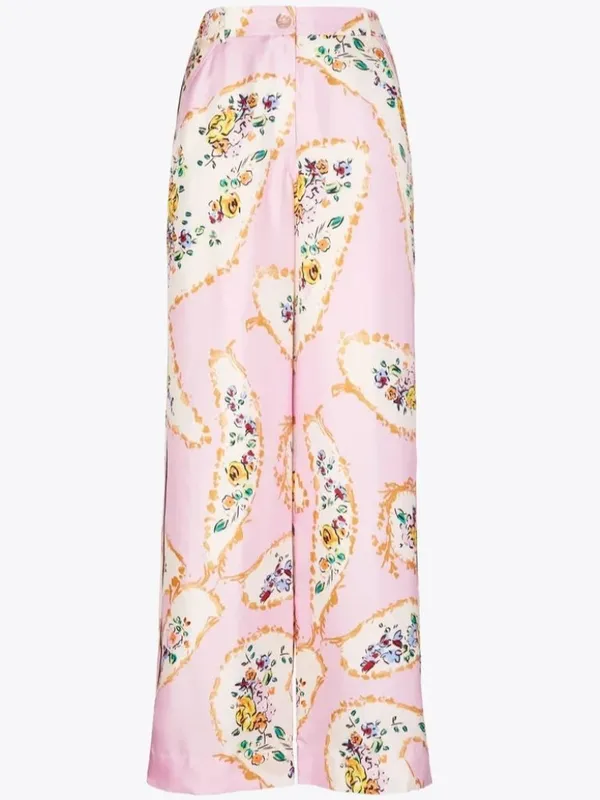 NWT Tory Burch Silk Cargo Pant in Pink Porcelain Floral Wide Leg Pants 4 - Image 4