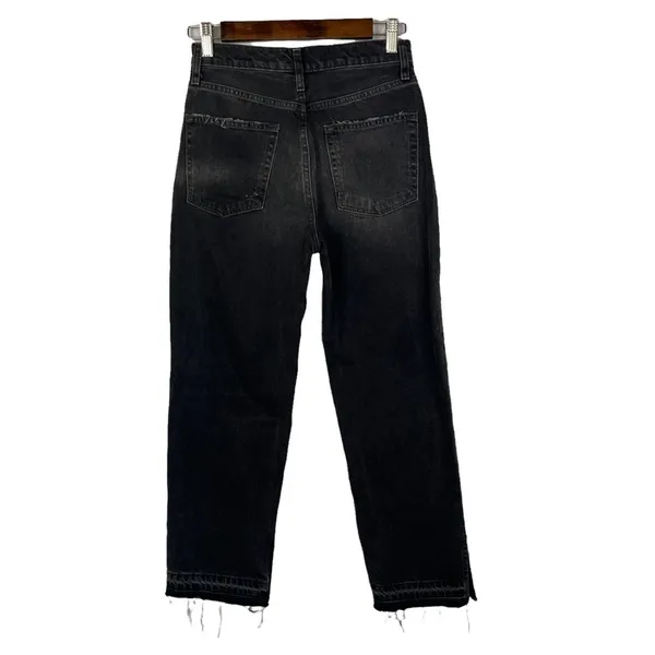 Free People Lita Black Distressed Straight Leg Jeans 26‎ - Image 5